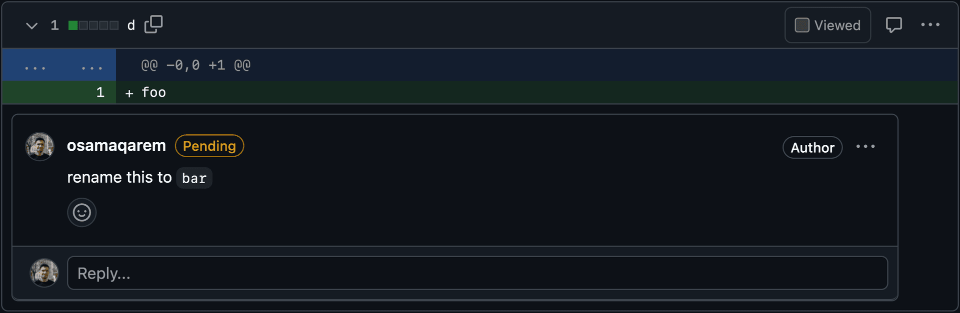 A pending github review comment